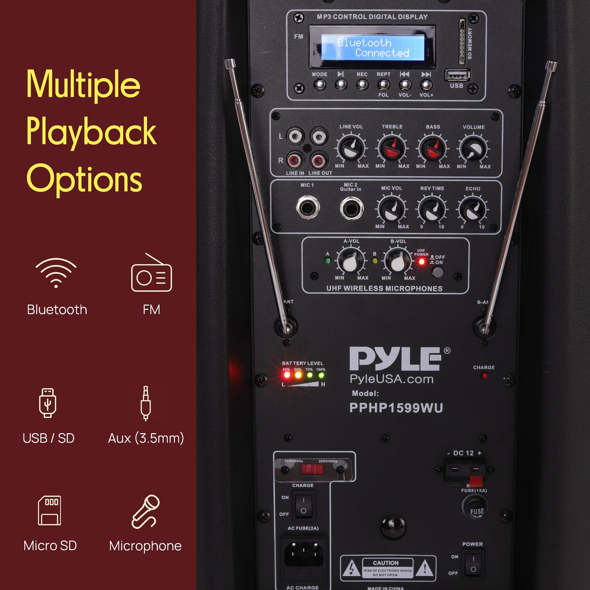 15-Inch Portable PA Speaker System with 2 UHF Microphones R72439