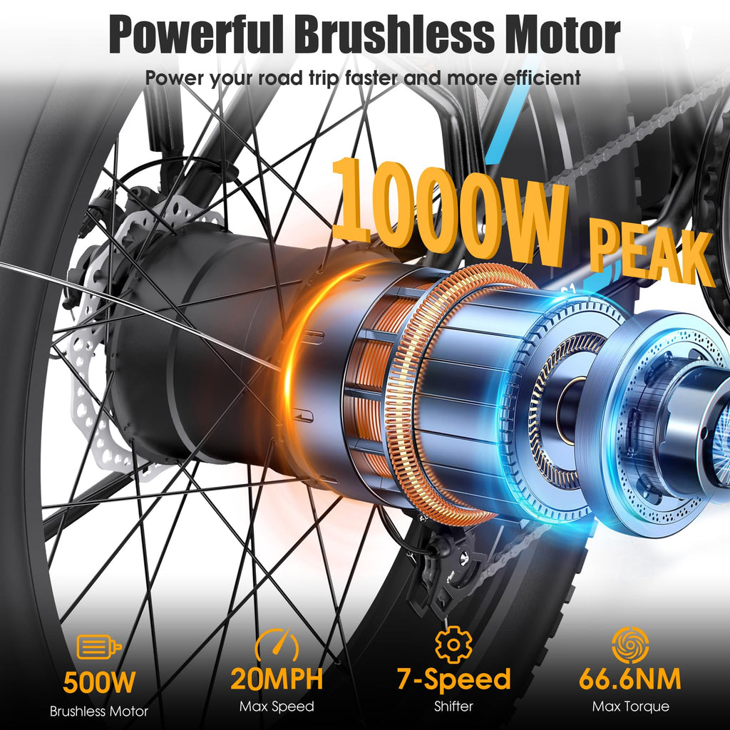 1000W 60Miles 26" x 4'' Fat Tire Electric Bike M1042