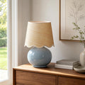 Small Ceramic Table Lamp with Rattan Woven Shade N129