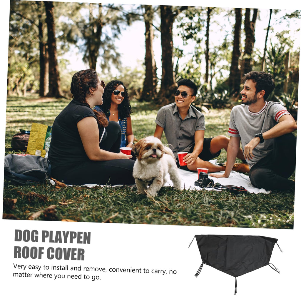 Waterproof Sunproof Dog Playpen Roof Cover 210D Oxford Cloth Black Z467