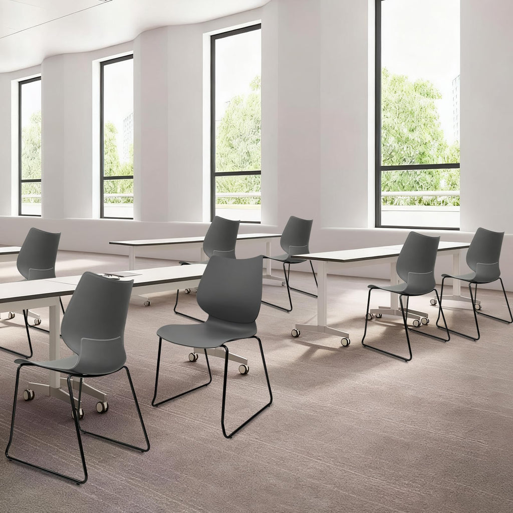 Grey Stacking Plastic Office Chairs Set of 12 X901217
