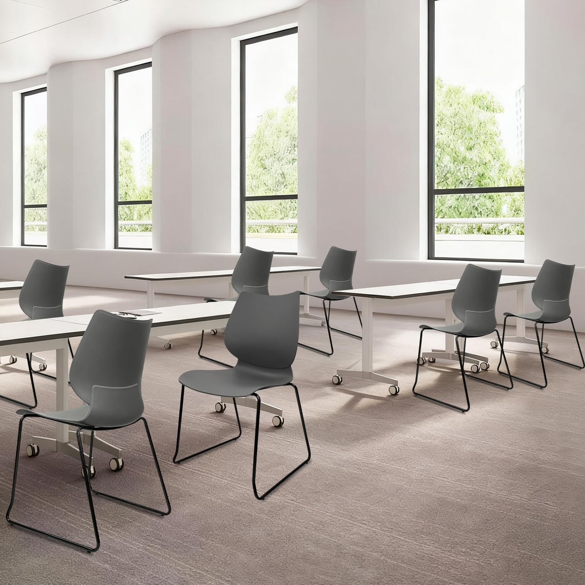 Grey Stacking Plastic Office Chairs Set of 12 X901217