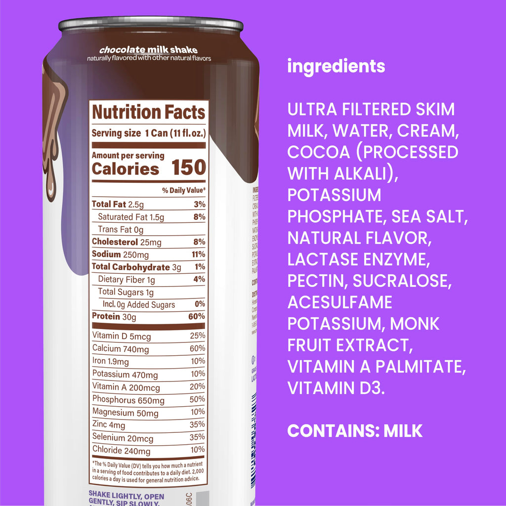 30g Protein Chocolate Lactose Free Milk Shake 12 Cans Q213