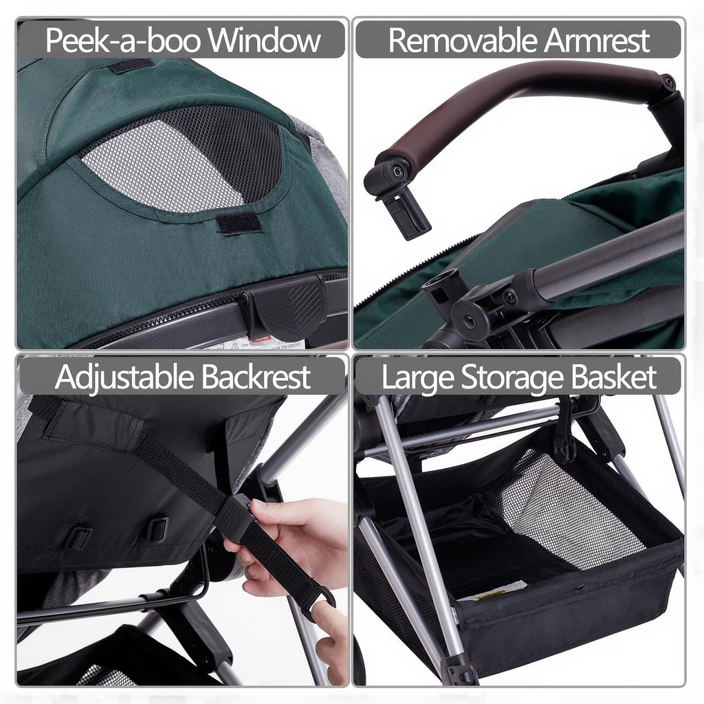 2 in 1 Convertible Reversible Seat Foldable Aluminum Alloy Stroller O32709