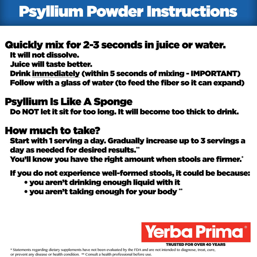 Psyllium Husks Powder 12 oz Fiber Supplement N2206