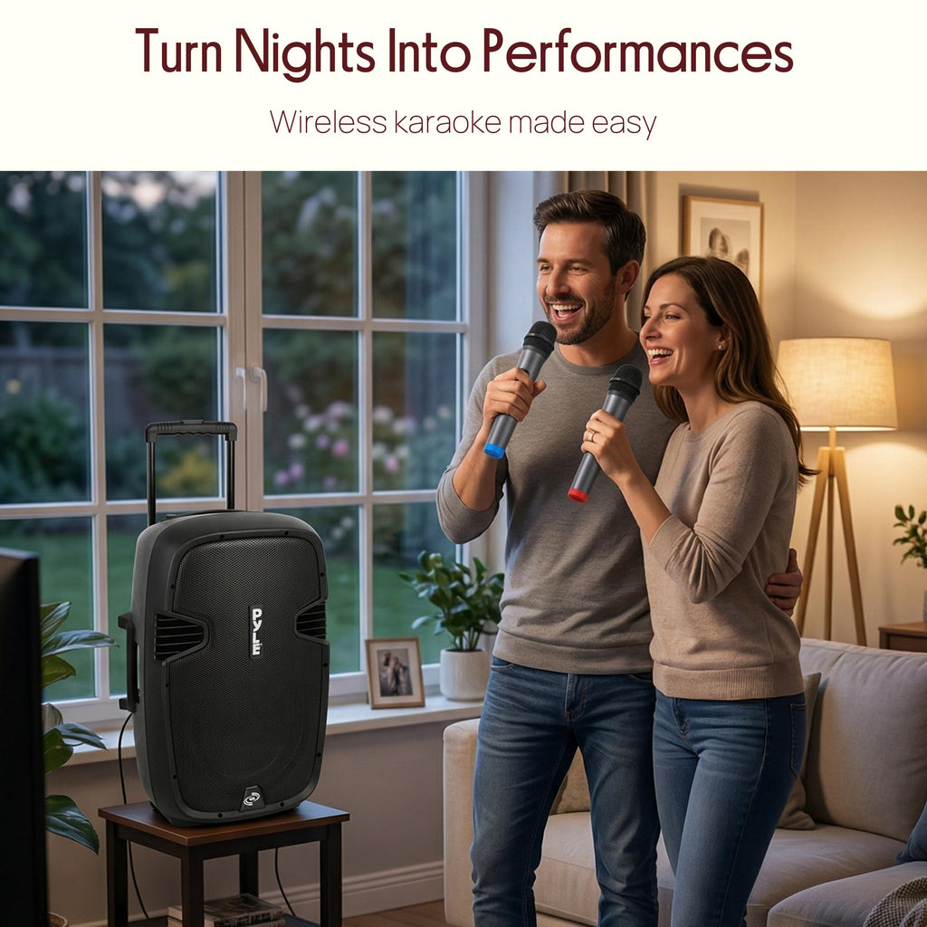 15-Inch Portable PA Speaker System with 2 UHF Microphones R72439