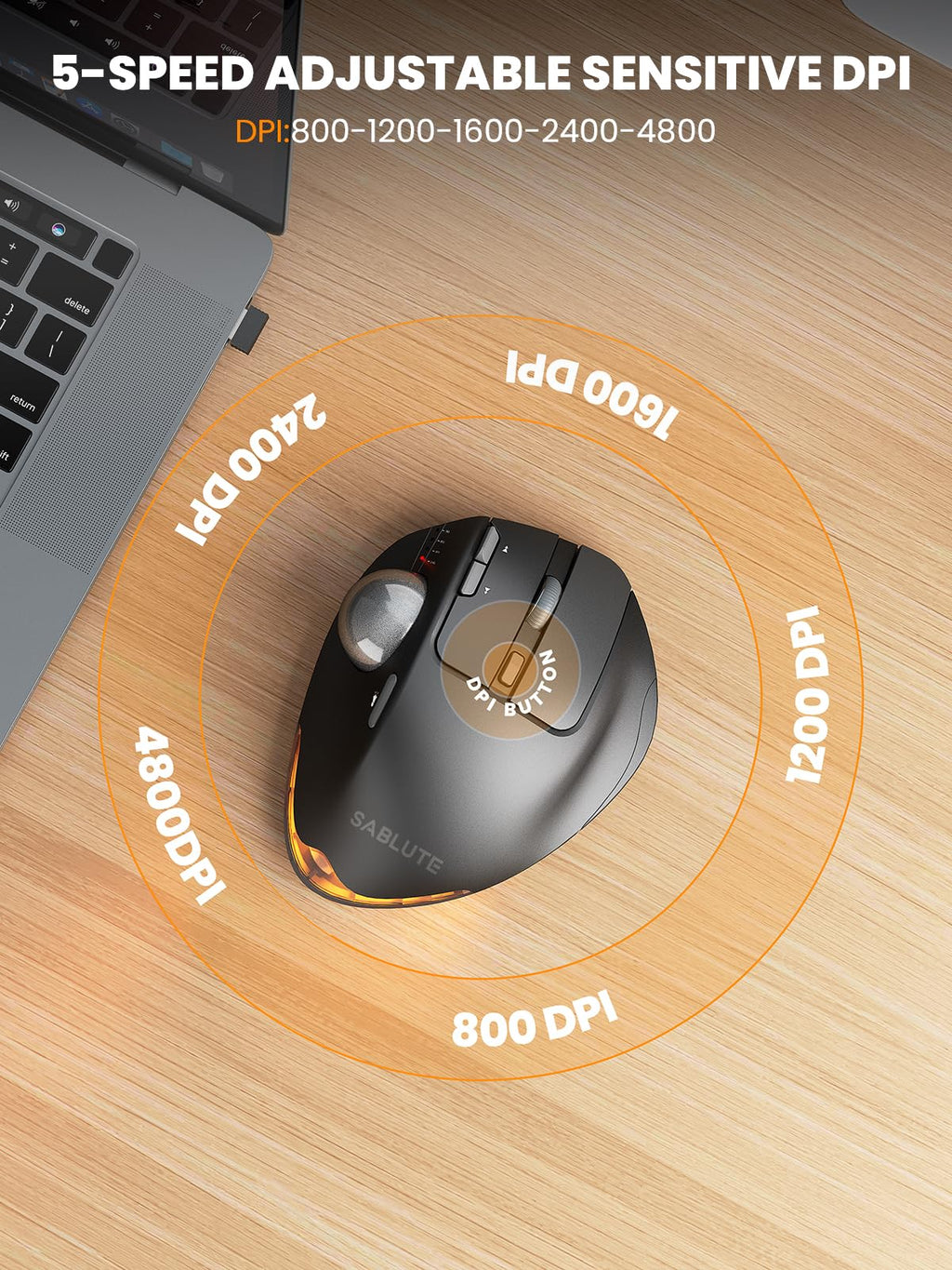 Ergonomic Wireless Trackball Mouse A352