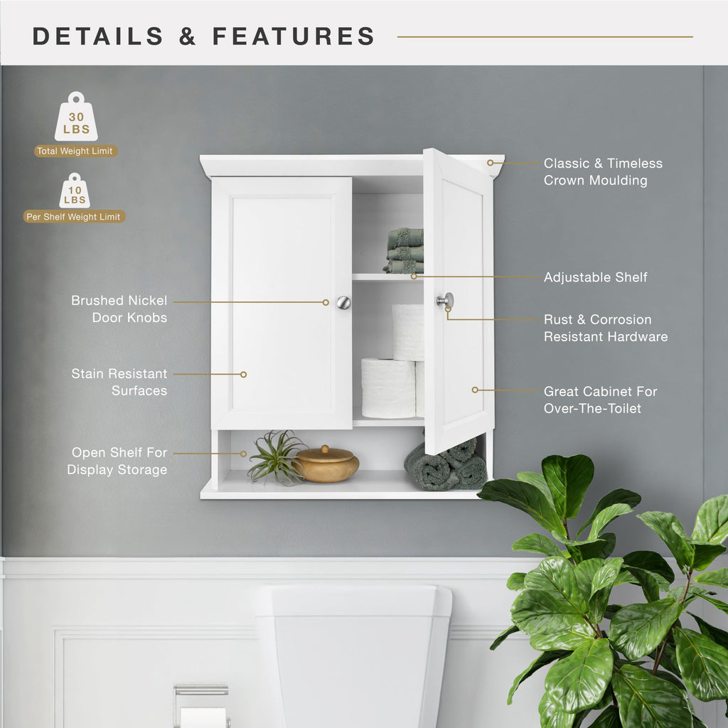 White Wall Mounted Medicine Cabinet Organizer T53054