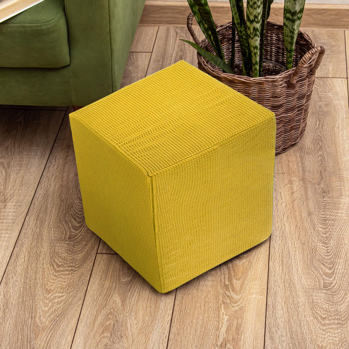 Teal Stretch Polyester Ottoman Cover A93537