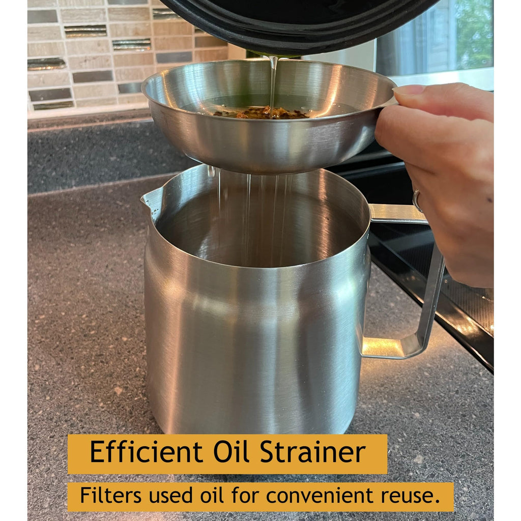 304 Stainless Steel Deep Fryer Pot with Basket and Oil Strainer, 2L X1171