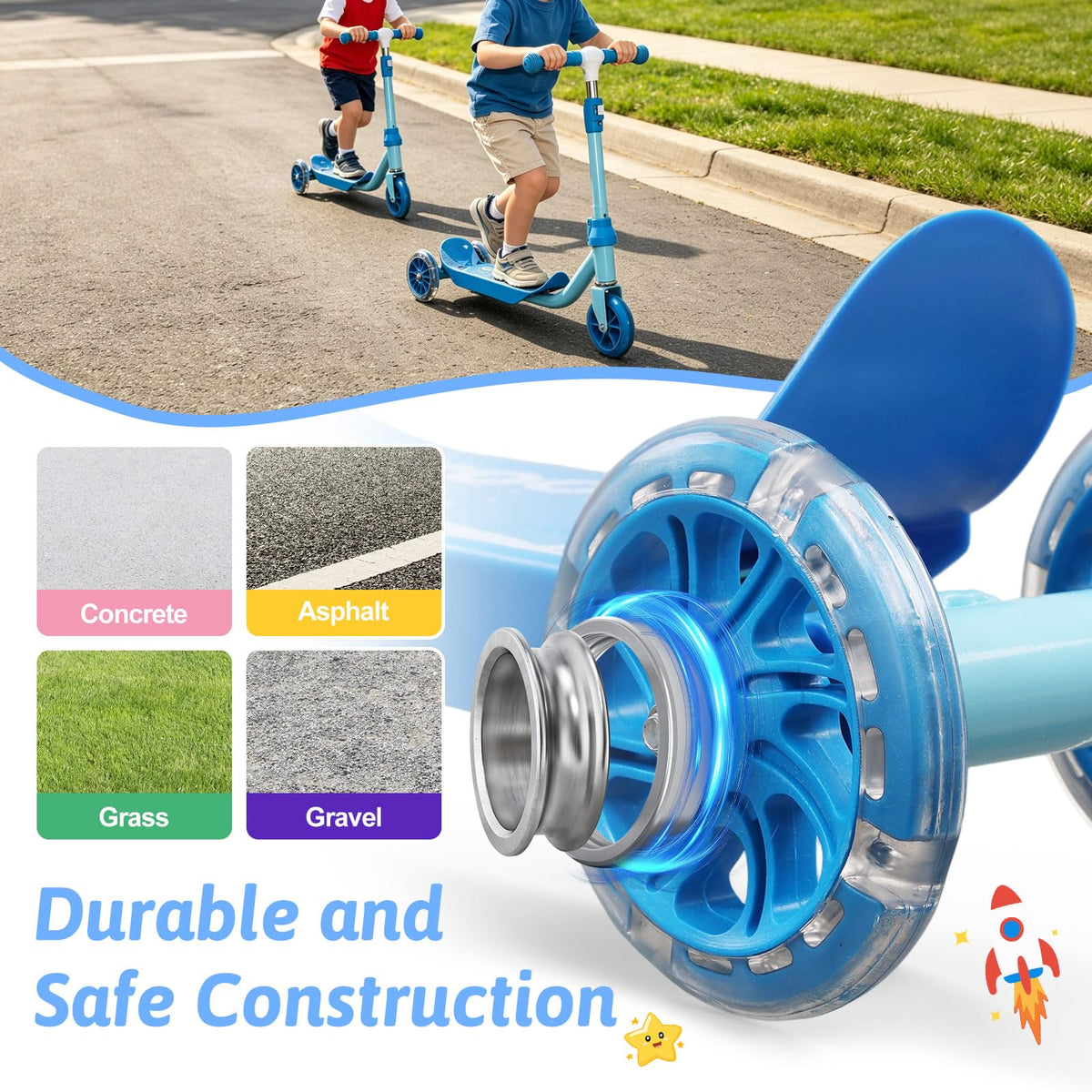 3-Wheel Kids Scooter Ages 2-7 Blue R488679