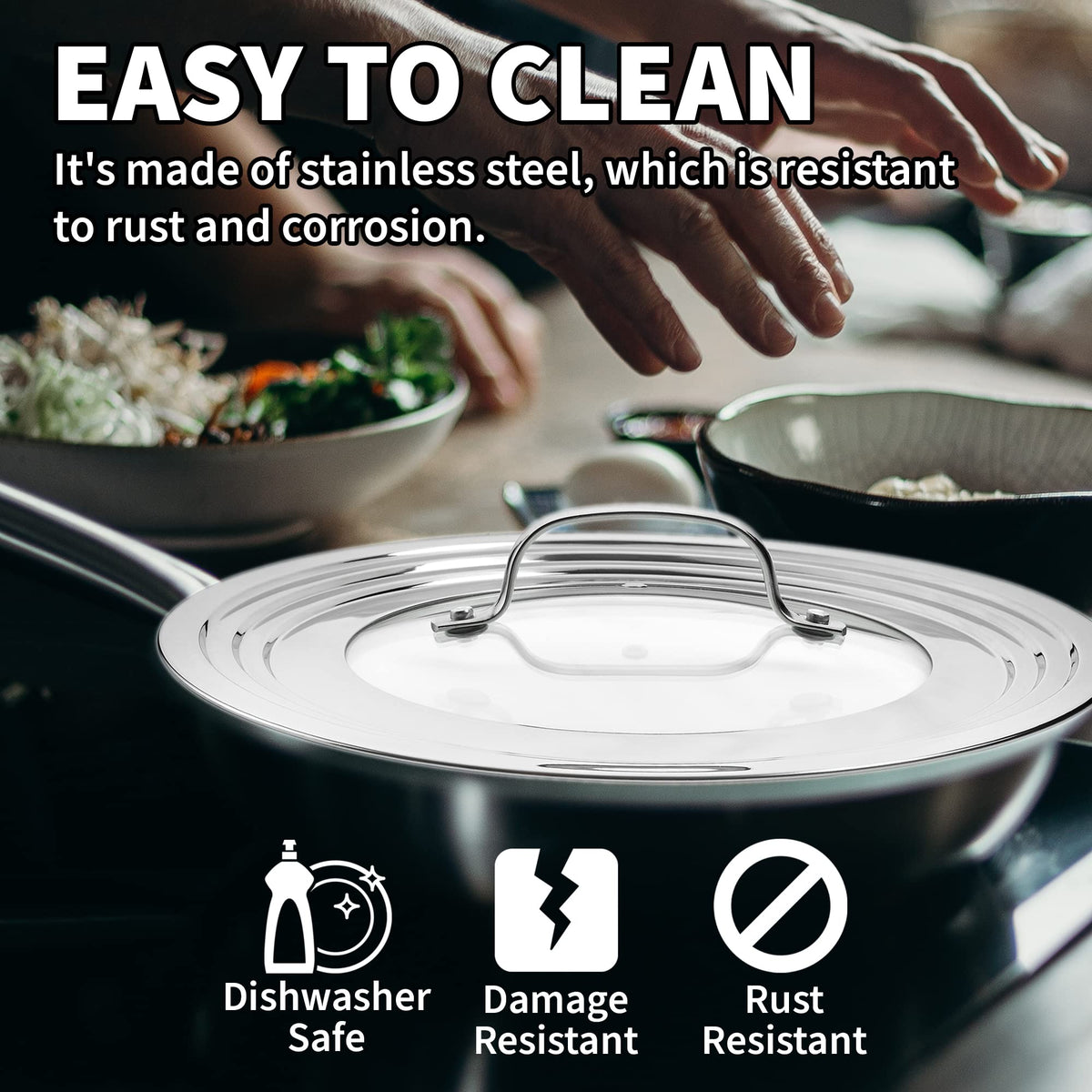 Tempered Glass Universal Lid with Steam Vent U8406