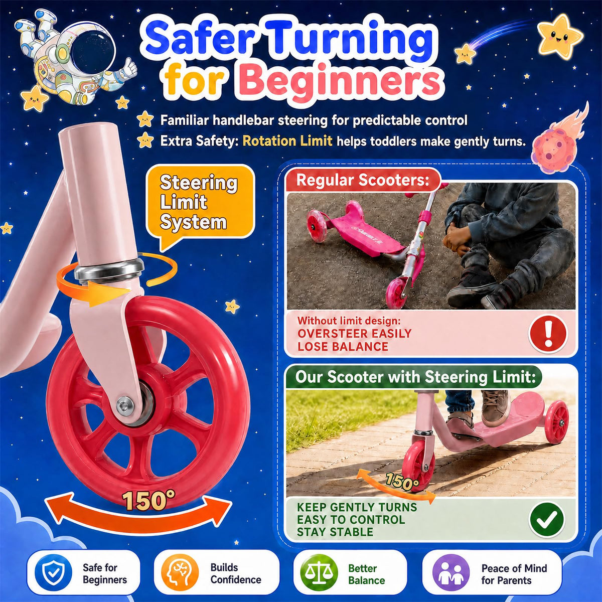 3 Wheel Kids Scooter with LED Light-Up Wheels C25026
