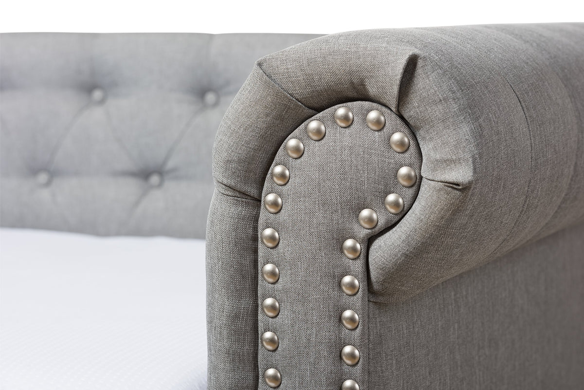 Light Beige Fabric Trundle Daybed U6190