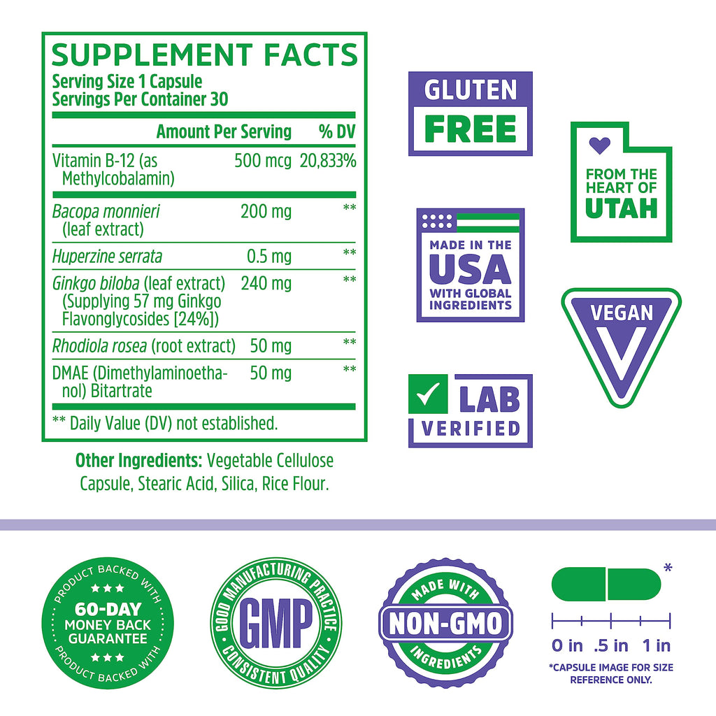 Brain Vitamins 30 Veggie Capsules U7512