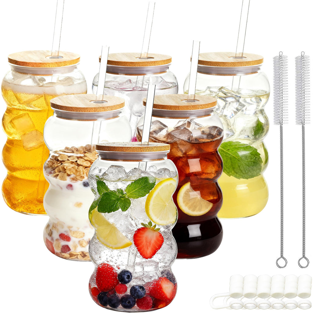 20oz Reusable Clear Plastic Tumbler with Lid and Straw, 6 Pack Q5249