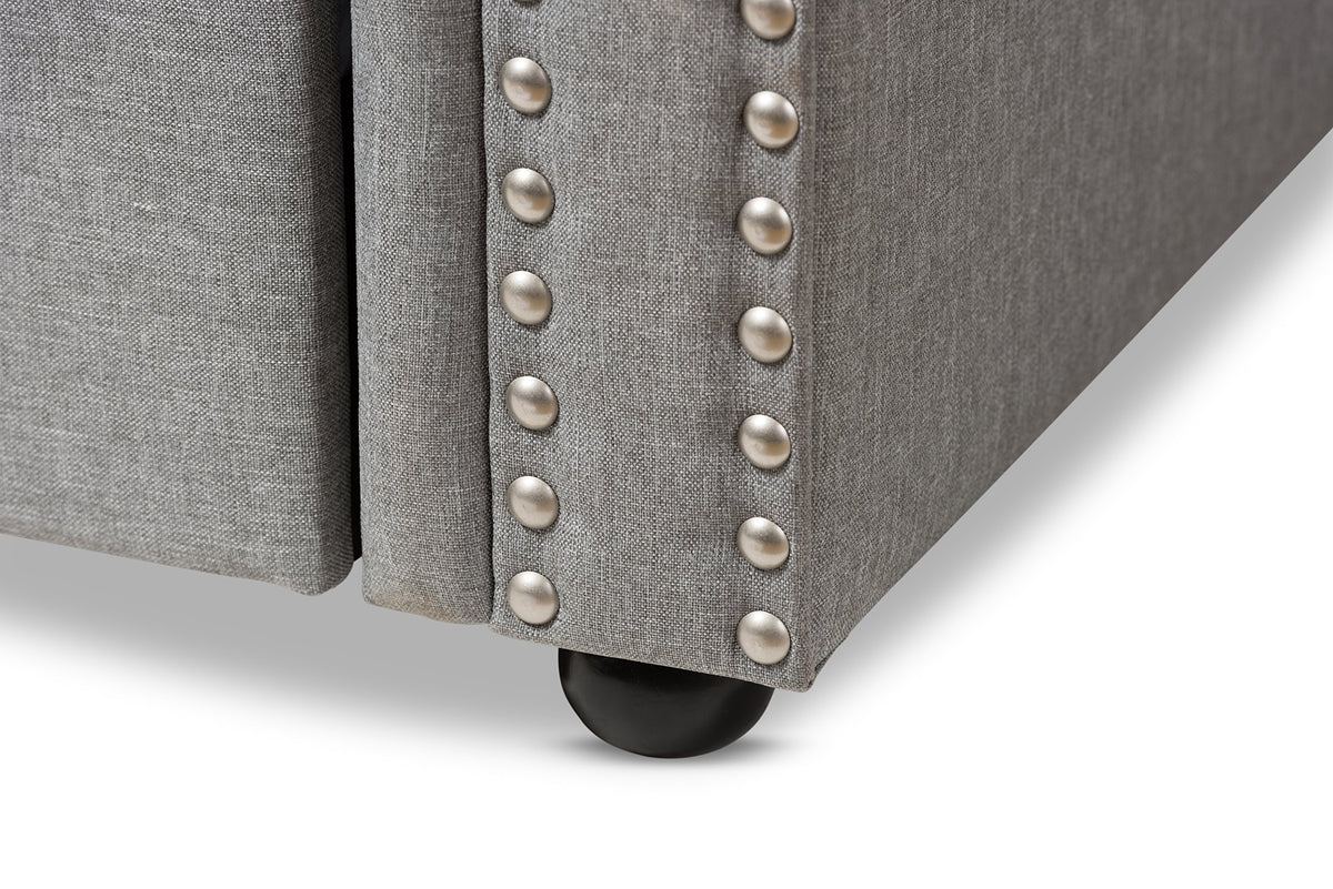 Light Beige Fabric Trundle Daybed U6190