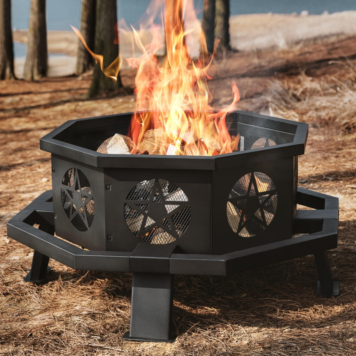 35 inch Wood Burning Fire Pit with Cooking Grill L6809
