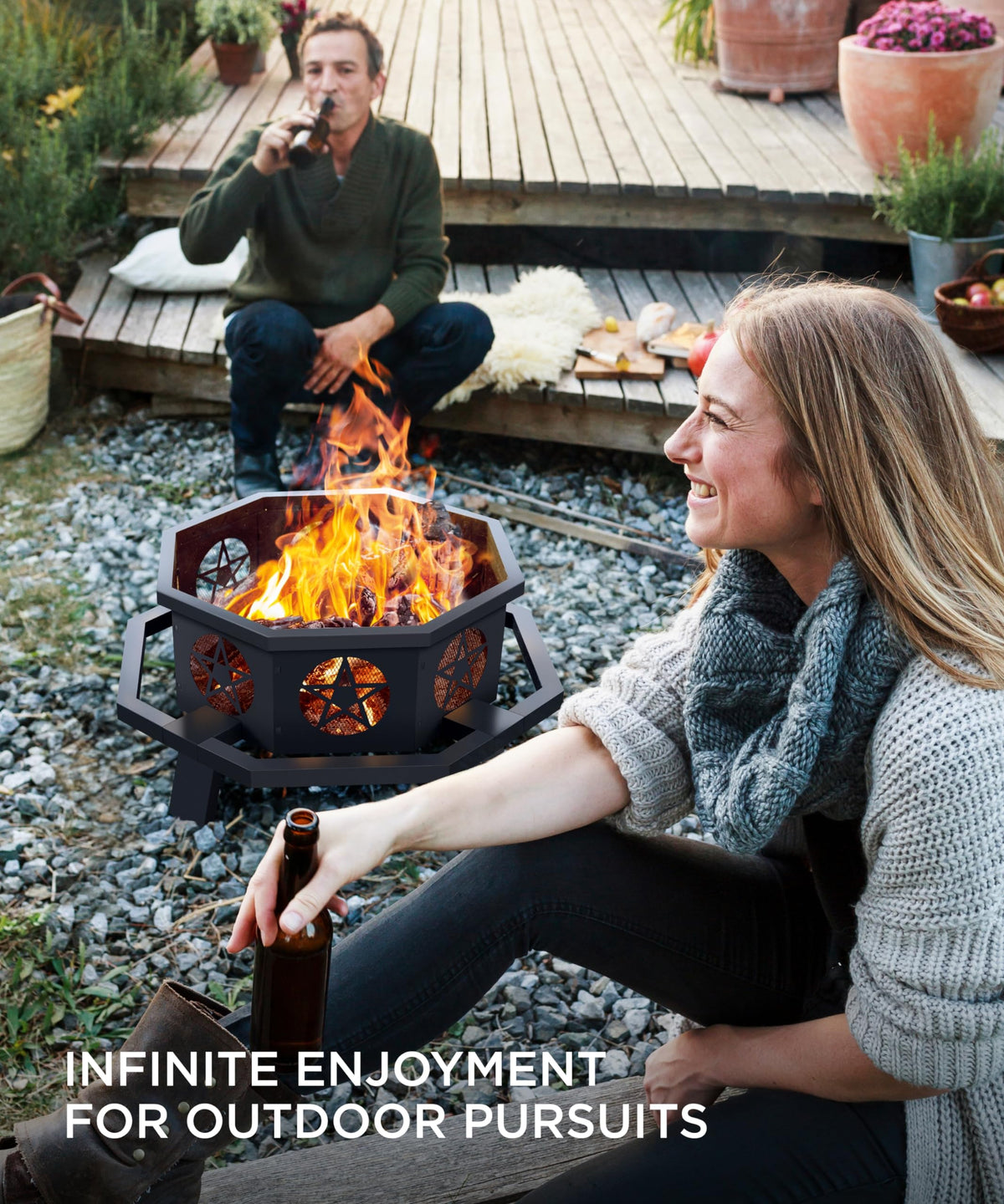 35 inch Wood Burning Fire Pit with Cooking Grill L6809