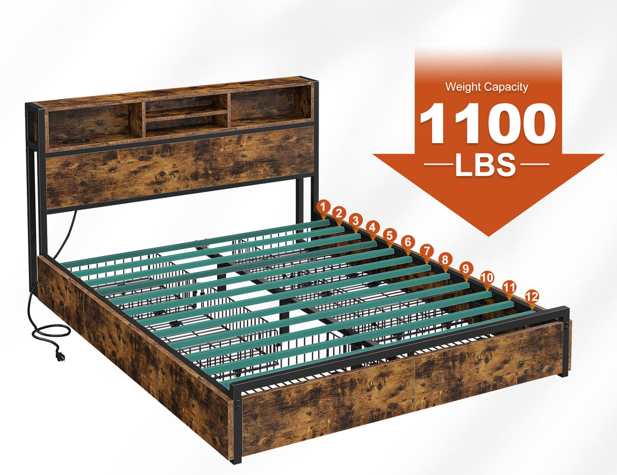 Queen Bed Frame with 6 Storage Drawers M855