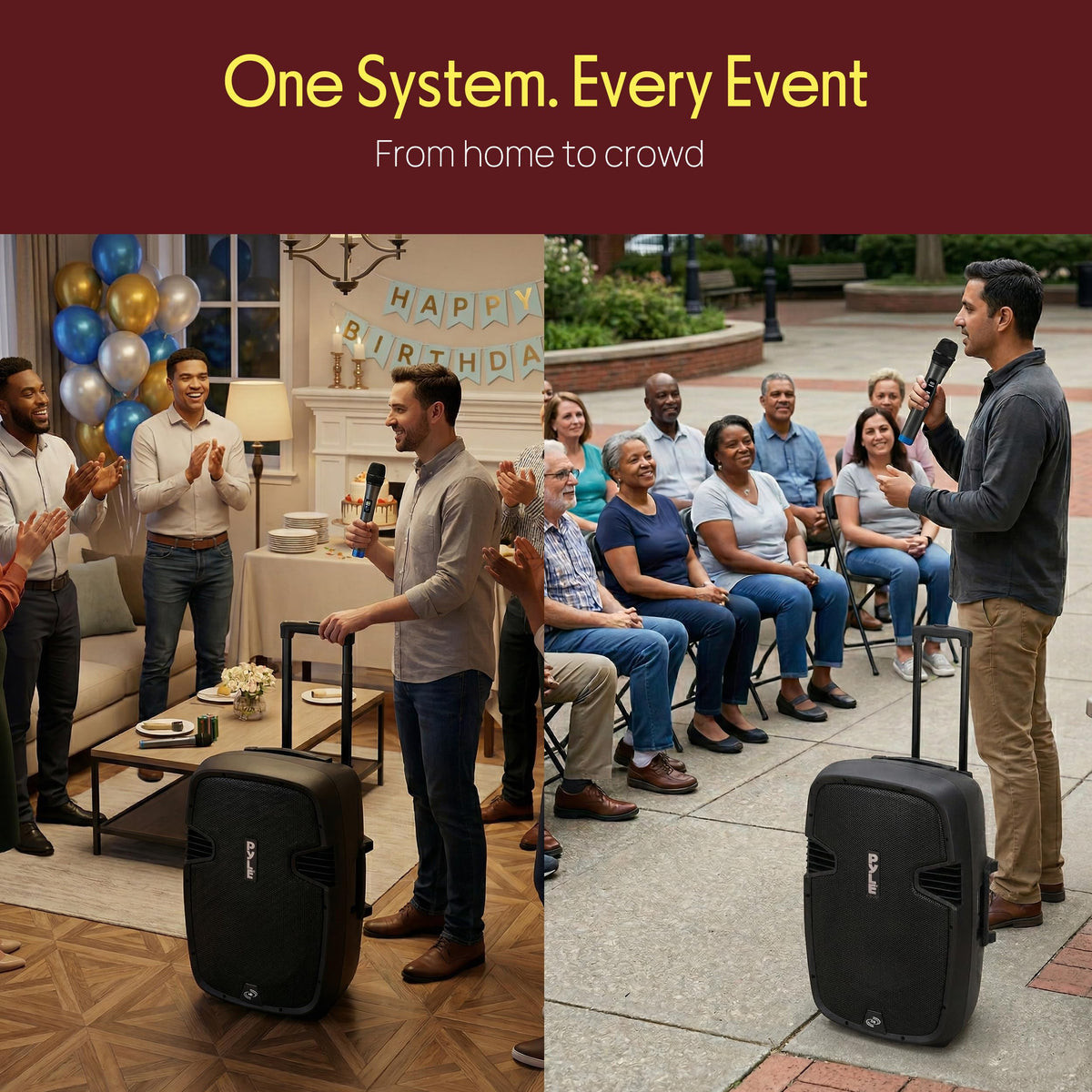 15-Inch Portable PA Speaker System with 2 UHF Microphones R72439
